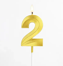 Golden number 2 candle